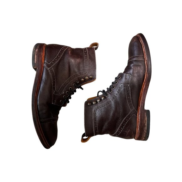 SOLD Goodyear Welted Stacy Adams Leather Lace Up Booties Mens 10D Brown Chukka - Picture 3 of 14